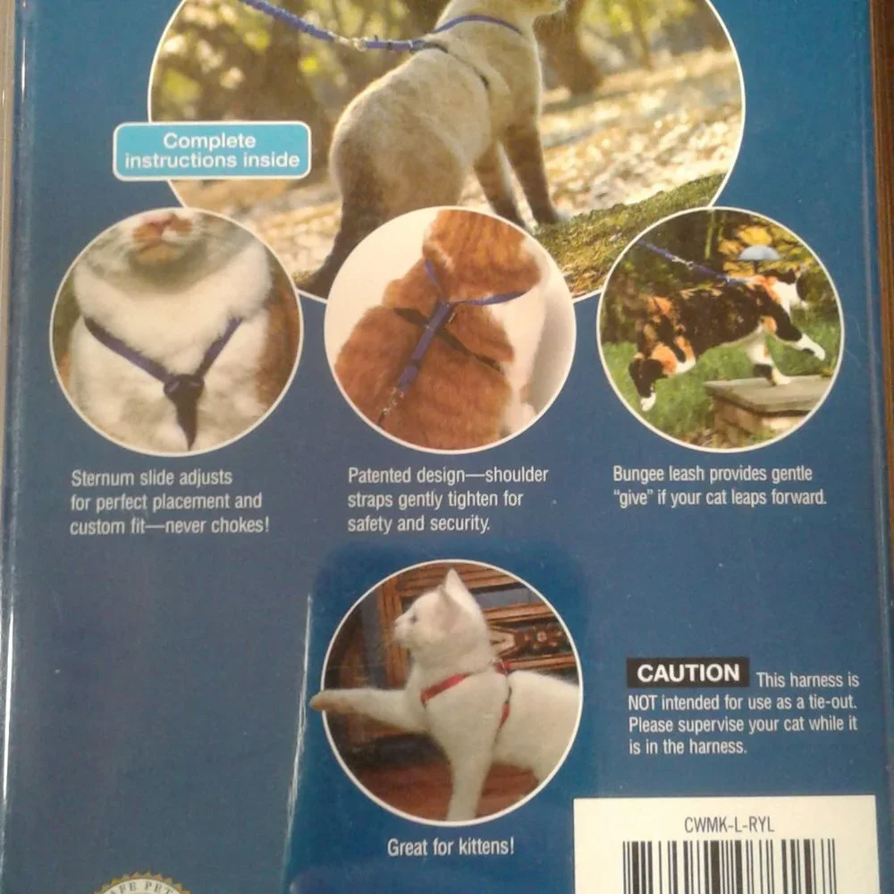 PetSafe Large Cat Harness Bungee Leash Blue Navy NEW
